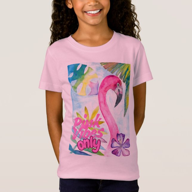 Pink Vibes Only – Pink Flamingo T-Shirt (Vorderseite)