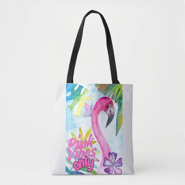 Pink Vibes Only – Pink Flamingo Tasche (Vorderseite)