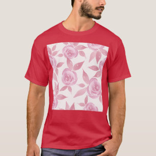 Pink Victorian Roses Pattern T-Shirt