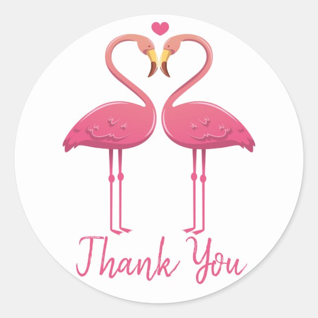 Pink Vielen Dank Flamingo Tropical Wedding Luau Runder Aufkleber (Vorderseite)