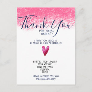PINK Vielen Dank für Ihre Bestellung Business Inse Postkarte