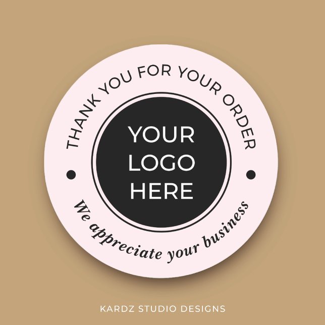 PInk Vielen Dank für Ihre Bestellung Round Sticker (Personalize these stickers with your logo for a complete branding look in your business.)