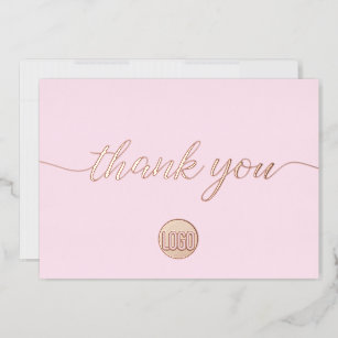 Pink Vielen Dank, Script Custom Logo Rose Gold Folien Feiertagskarte