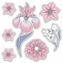 Pink Viktorianisch Floral Art Sticker Pack