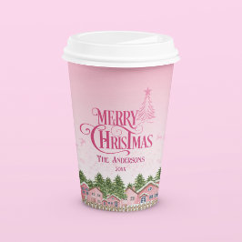 Pink Village Frohe Weihnachts-Party Papier Cup Pappbecher