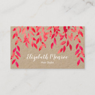 Pink Vines Foliage Hair Stylist Salon Makeup Kraft Visitenkarte