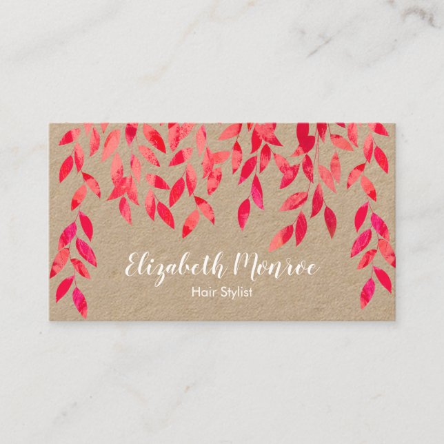 Pink Vines Foliage Hair Stylist Salon Makeup Kraft Visitenkarte (Vorderseite)