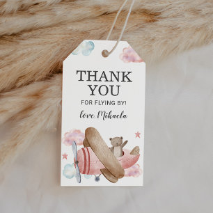 Pink Vintag Airplane Babydusche Vielen Dank Geschenkanhänger