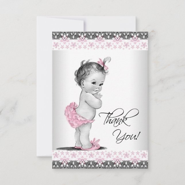 Pink Vintag Baby Girl Danke (Vorderseite)