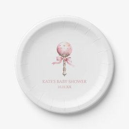 Pink Vintag Baby Rattle Toy Kinderzimmer Babydusch Pappteller