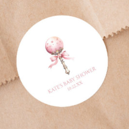 Pink Vintag Baby Rattle Toy Kinderzimmer Babydusch Runder Aufkleber