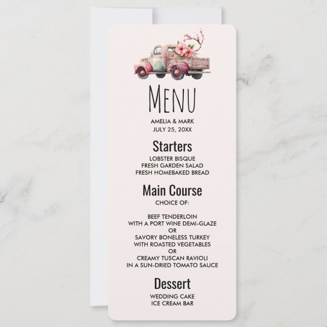 Pink Vintag Bauer Truck Einladung (Vorderseite)