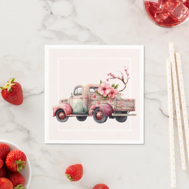 Pink Vintag Bauer Truck Serviette (Beispiel)