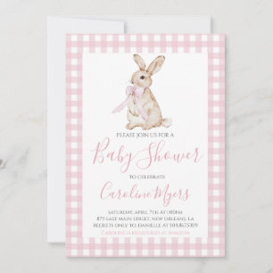 Pink Vintag Bunny Rabbit Bow Baby Dusche Einladung