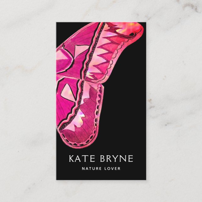Pink Vintag Butterfly Business Card Visitenkarte (Vorderseite)
