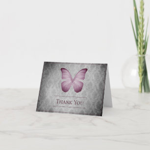 Pink Vintag Butterfly Damask Hochzeit Danke