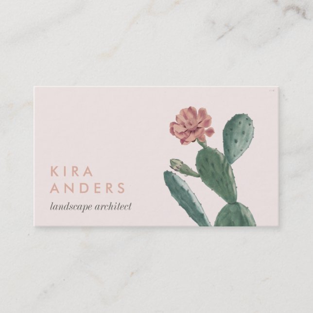 Pink Vintag Cactus Business Cards Visitenkarte (Vorderseite)