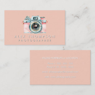 Pink Vintag Camera Fotografy Studio Visitenkarte