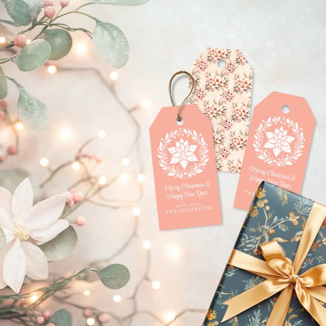 Pink Vintag Flora Weihnachten Geschenkanhänger (Shabby Chic Christmas Gift Tags)