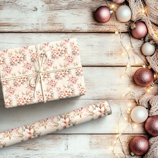 Pink Vintag Flora Weihnachten Geschenkpapier