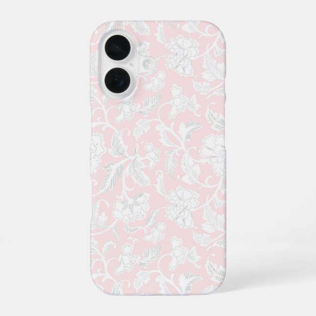 Pink Vintag Floral iPhone 16 Fall Hülle (Rückseite)