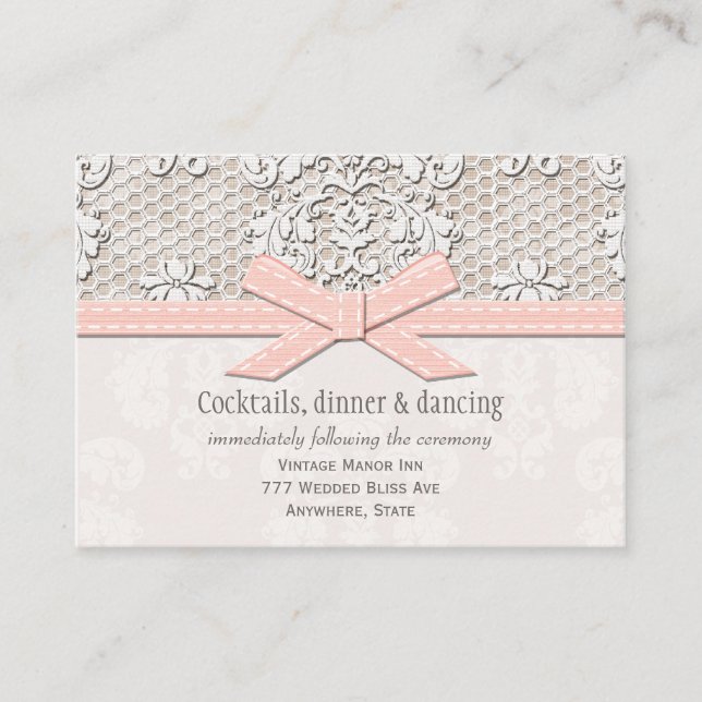 PInk Vintag Lace Wedding Reception Enclosure Card Begleitkarte (Vorderseite)