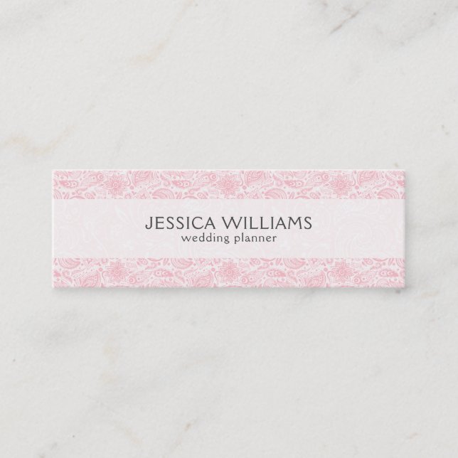 Pink Vintag Paisley Lace Wedding Planner Mini Visitenkarte (Vorderseite)
