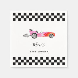 Pink Vintag Race Car Babydusche Serviette