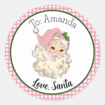 Pink Vintag Retro Santa Gift Markierung