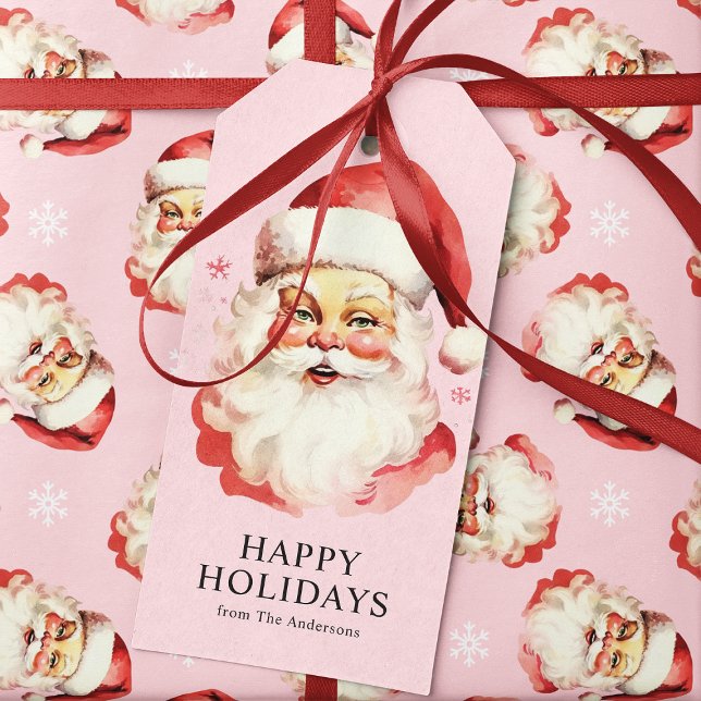 Pink Vintag Retro Weihnachten Weihnachten Geschenkanhänger (Von Creator hochgeladen)