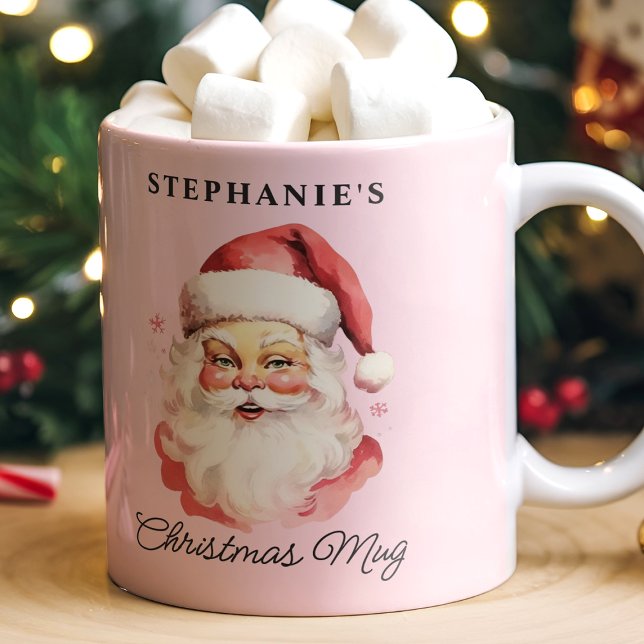 Pink Vintag Retro Weihnachten Weihnachten Kaffeetasse (Von Creator hochgeladen)