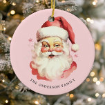 Pink Vintag Watercolor Weihnachten Keramik Ornament<br><div class="desc">Feiern Sie die festliche Jahreszeit mit unserem Pink Vintag Watercolor Weihnachtsgeschenk Weihnachtsmann Keramik Ornament! Dieses charmante Ornament besticht durch ein nostalgisches Santa Claus Design-Set vor einem stilvollen, soliden Hintergrund, das Vintagen Charme mit modernem Flair verbindet. Ideal, um dem Weihnachtsbaum eine festliche Touch hinzuzufügen. Personalisieren Sie dieses individuelle Design mit Ihrem...</div>