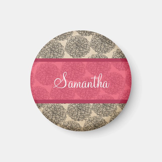 Pink Vintag Zinnia Magnet (Vorne)