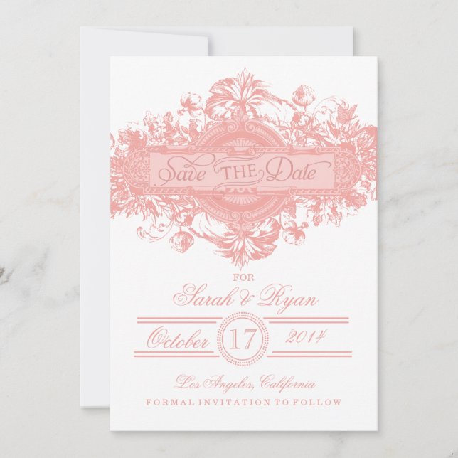 PINK VINTAGE BLUME SAVE THE DATE (Vorderseite)