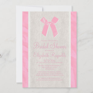 Pink Vintage Bow & Linen Bridal Shower Einladungen
