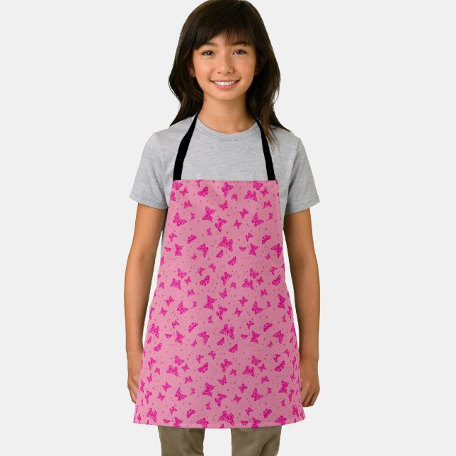 Pink vintage butterfly motif pattern schürze (Insitu)