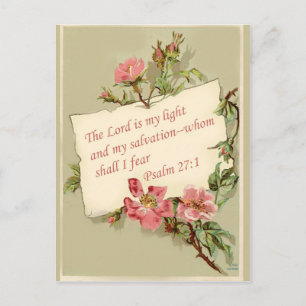 Pink Vintage Fleurs Bible Verse Carte postale