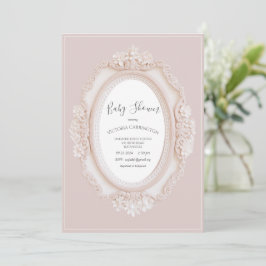Pink Vintage Frame Baby Shower Einladung