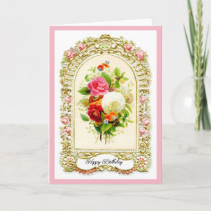 Pink-Vintage Geburtstagskarte wiederherstellen Karte