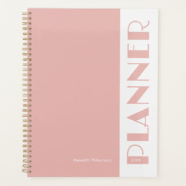 Pink Vintage Retro Stripe Personalized Plan Planer