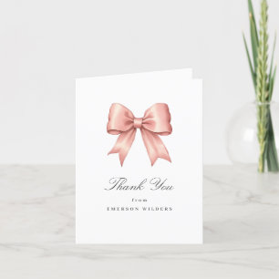 Pink Vintage Satin Bow Carte de remerciements