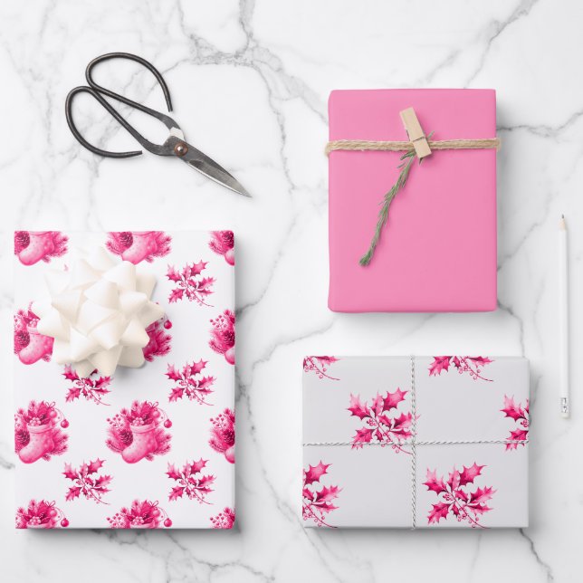 Pink Vintage Stockings Geschenkpapier Set (Vorderseite)