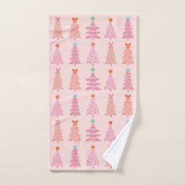 Pink Vintage Weihnachtsbäume Handtuch