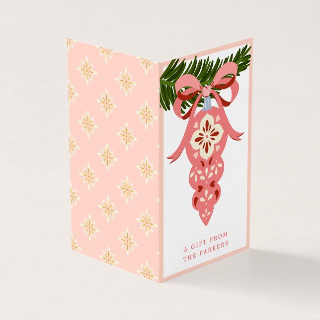 Pink Vintage Weihnachtsschmuck Faltblatt (Vorderseite)