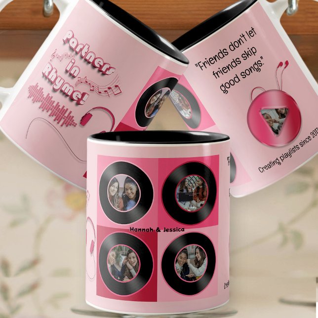 Pink Vinyl Record Personalized Best Friend Gift Zweifarbige Tasse (Von Creator hochgeladen)