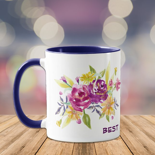 Pink Violet Floral Beste Mama Kaffeetasse (Von Creator hochgeladen)