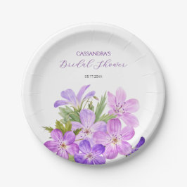 Pink Violet Geranium Brautparty Pappteller