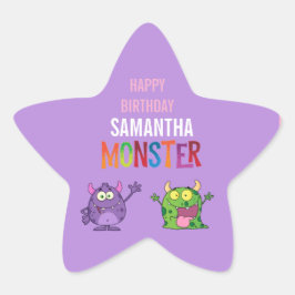 Pink violet monster Fun kids Stern-Aufkleber
