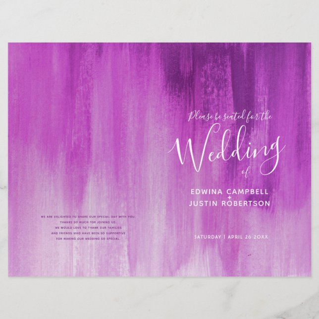 Pink violet programme de mariage d'art abstrait (Devant)