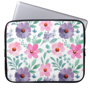 Pink-violette Blüten Hübsche Girly-Laptop-Sleeve-T Laptopschutzhülle